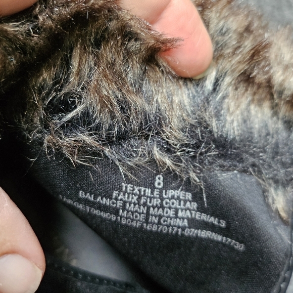 Merona Jaden Faux Suede Shearling Black Wedge Lace Up Boots Size 8 - Picture 9 of 9